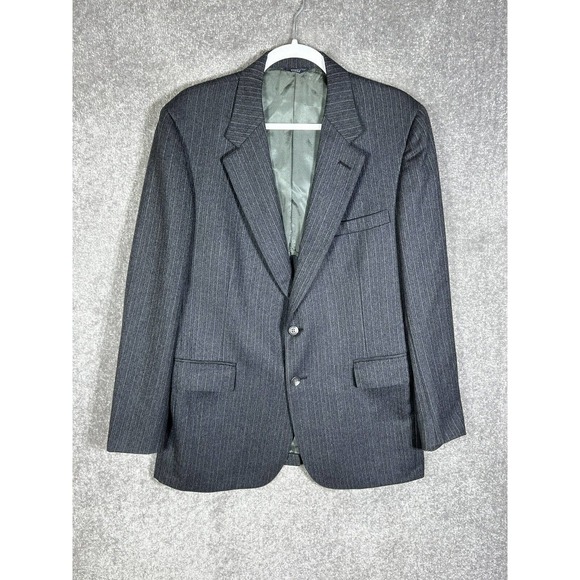 Redwood & Ross Man In Wool Blazer Sport Coat Mens Size 44‎ Gray Stripes Pockets - Picture 1 of 13